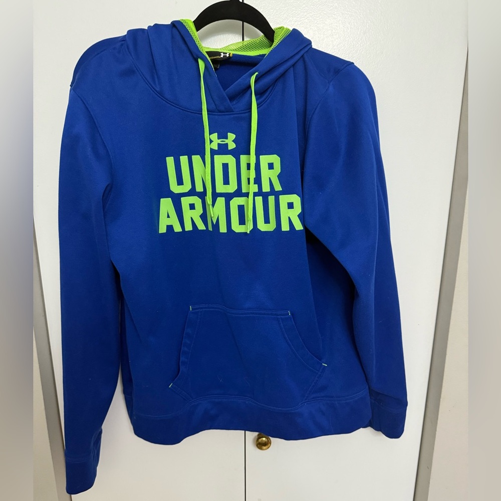 Under Armour Blue Hoodie with Neon Green Accents